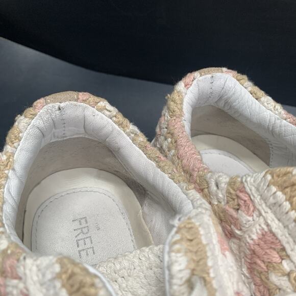Free People Crochet Platform Sneakers Women's Size 40 US 9 Cream Beige Pink - Picture 12 of 14